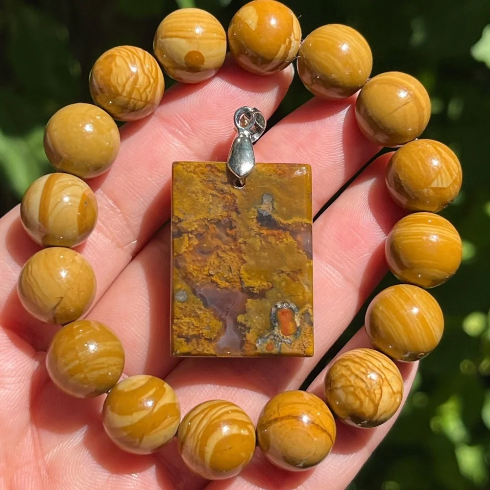 12.5mm‎ stretchable petrified wood bracelet